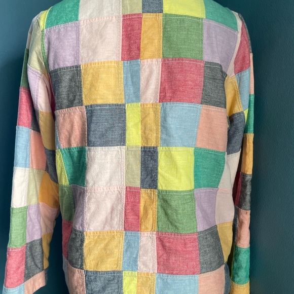 Orvis Vintage Patchwork Shirt Jacket Collarless Lined 100% Cotton size 8 - Picture 5 of 14